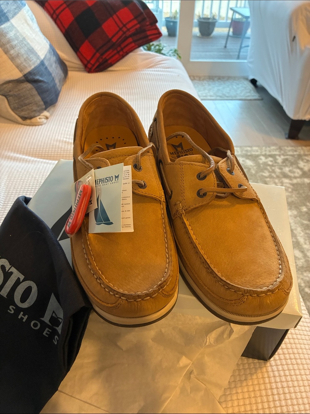 Mephisto Men's Tan Leather Moccasin Slip-On Loafers - Picture 2 of 5